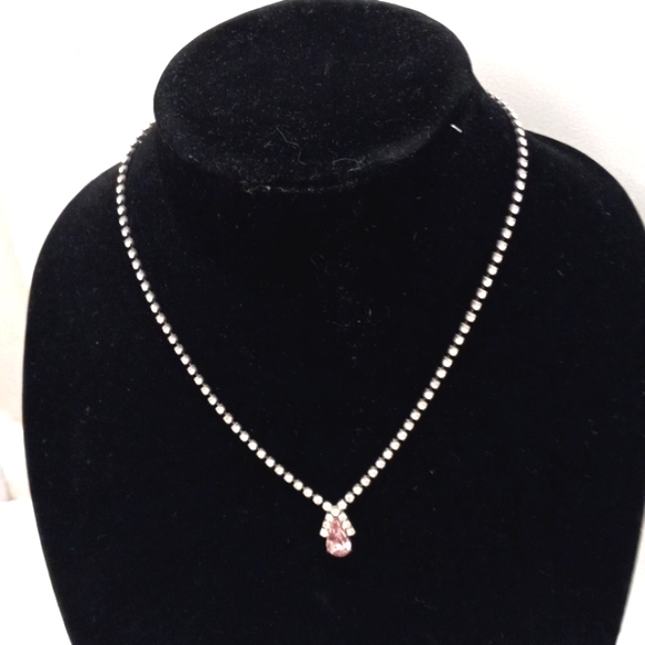Vintage Pink Morganite & Rhinestones neckless - Picture 4 of 4
